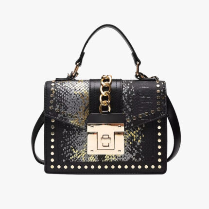 The Bold Studded Snake-Print Crossbody
