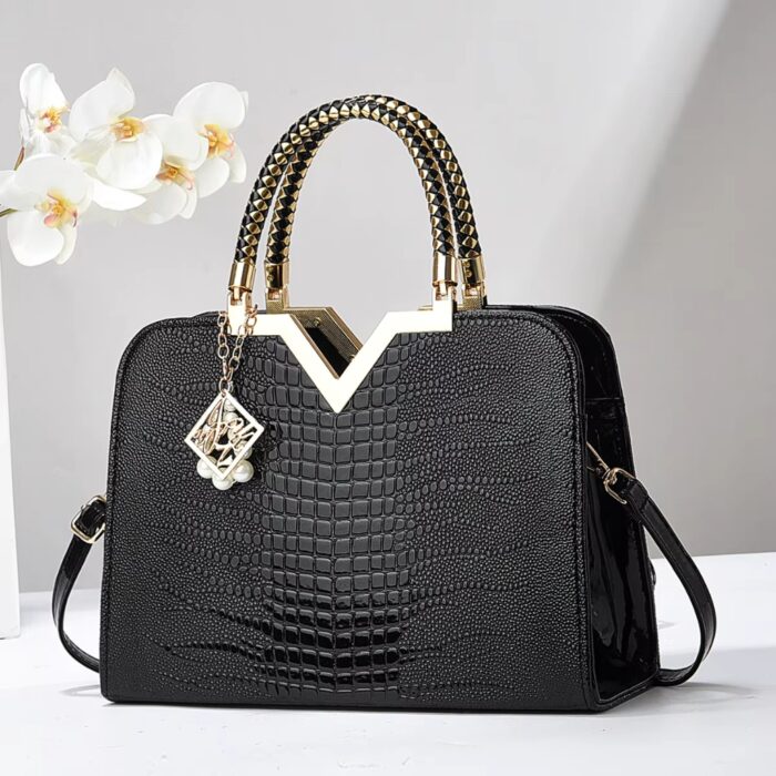 Zelion | The Apex Executive Handbag – Croc-Embossed Top-Handle