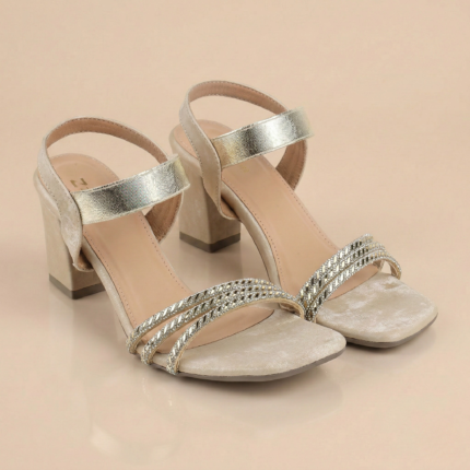 ZELION | Women’s Crystal | Strap Block Heel Sandals