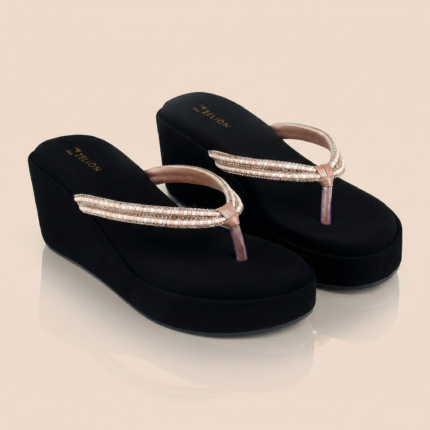 Zelion | Embellished Open Toe Wedges