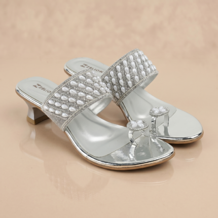 ZELION | Women Pearl-Embellished One-Toe Block Heels
