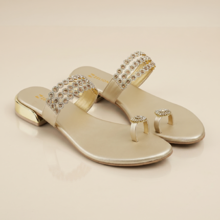Zelion | Women’s Embellished Toe-Ring Block Heels – Premium Festive Slip-Ons
